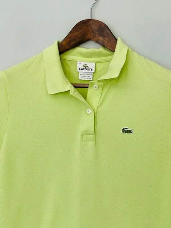 Lacoste Preppy Women's Feminine Fitted Polo Shirt Key Lime Green 44 - Picture 3 of 8